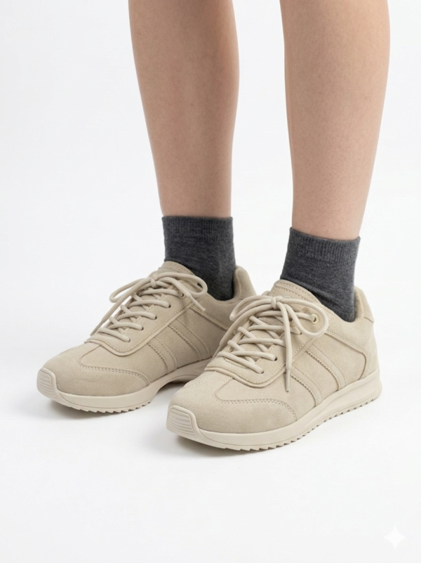 Tenis Urbanos en Cuero Carnaza - Beige Arena