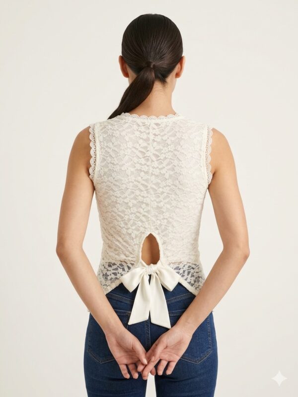 IMG_0907 Blusa de Encaje Floral Con Espalda Descubierta y Lazo Satinado