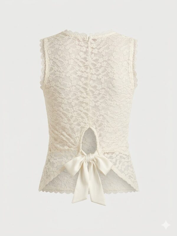 IMG_0908 Blusa de Encaje Floral Con Espalda Descubierta y Lazo Satinado