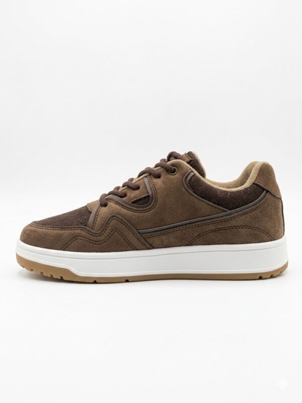 IMG_1170 Tenis de Piel Mixta "Tech-Suede" - Marrón Chocolate y Gris