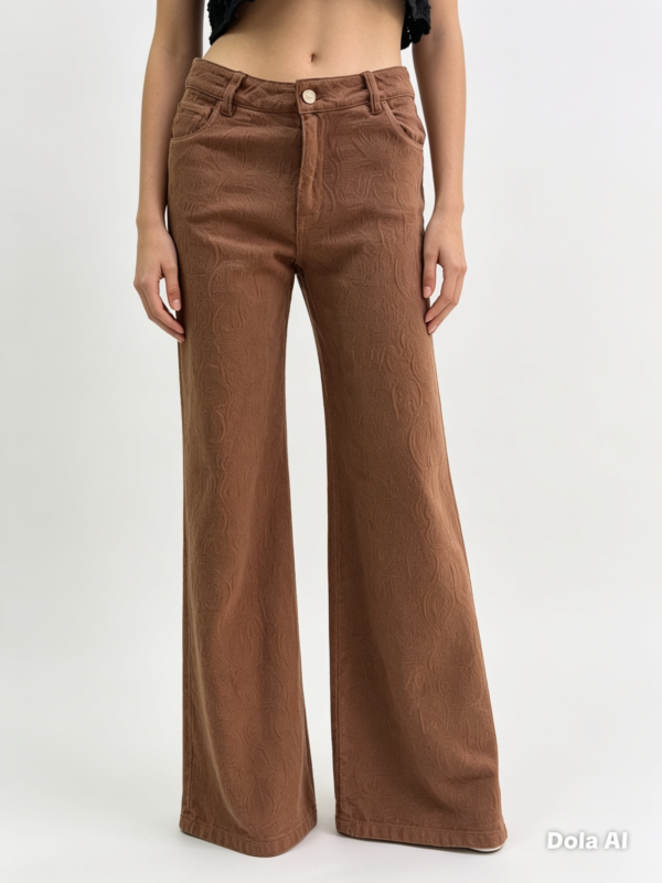 58381C32-BEF1-4CF0-862F-3E8AFB7ADC23 Jean Karoshe Textured Wide Leg – Marrón Café