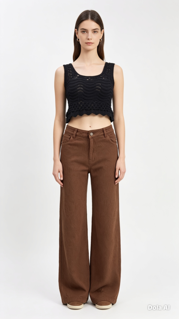 BC2F7B44-053A-4647-A7A5-411A437725AA Jean Karoshe Textured Wide Leg – Marrón Café