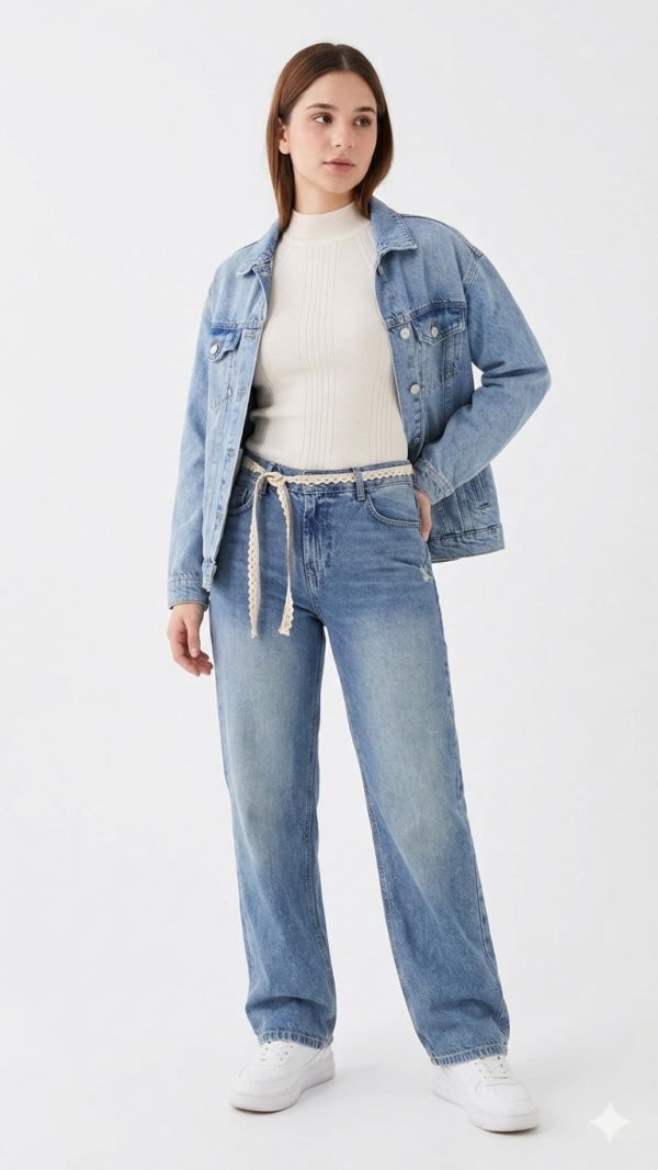 IMG_2081 Jean Wide Leg con Cinturón de Encaje y Detalles Distressed