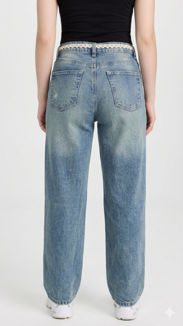 IMG_2082 Jean Wide Leg con Cinturón de Encaje y Detalles Distressed