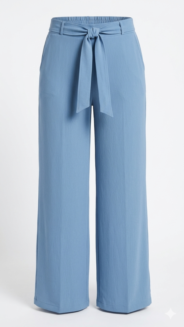 IMG_2258 Pantalón Fluido con Cintura Ajustable y Lazo – Azul Petróleo