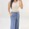 IMG_2264 Pantalón Fluido con Cintura Ajustable y Lazo – Azul Petróleo