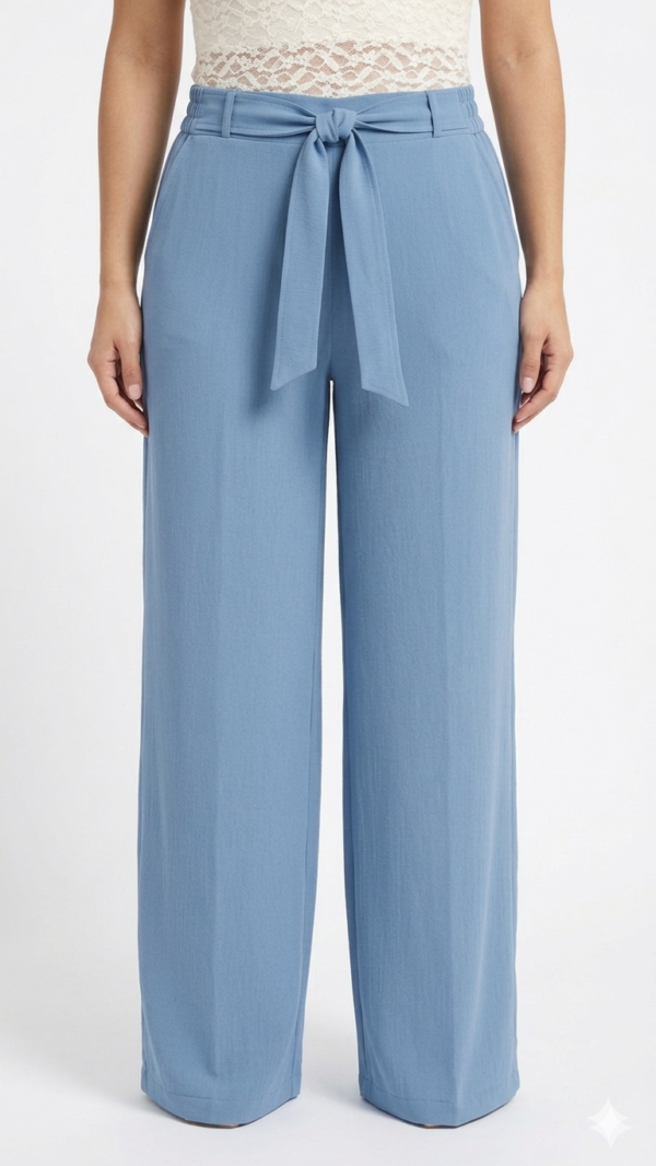 IMG_2266 Pantalón Fluido con Cintura Ajustable y Lazo – Azul Petróleo