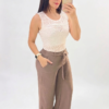 IMG_2273 Pantalón Fluido con Cintura Ajustable y Lazo – Marron topo