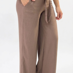 IMG_2274 Pantalón Fluido con Cintura Ajustable y Lazo – Marron topo