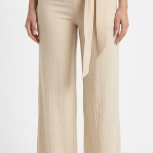 IMG_2400 Pantalón Fluido con Cintura Ajustable y Lazo – Beige