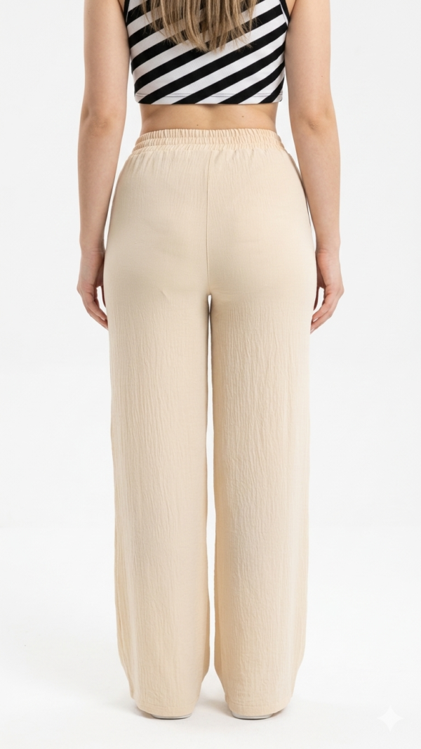 IMG_2401 Pantalón Fluido con Cintura Ajustable y Lazo – Beige